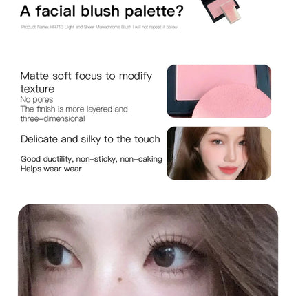 Monochrome Matte Blusher Palette Soft Silky Cheek Natural Facial Rouge Plate Lasting Nude Low Saturation Powder Blusher Disk