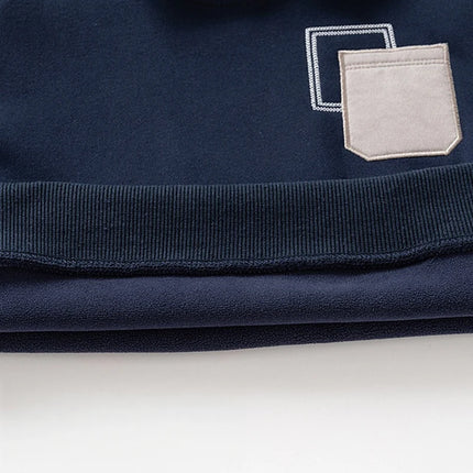 Fleece Padded False Denim Kids Tops Sweatshirt Patchwork Style Fashion Warm Kids Boys Pullover Casual Coat for Winter
