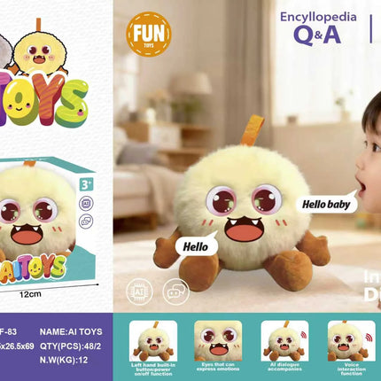 AITOYS Cute AI Interactive Rabbit Plush Doll Multilingual Voice Chat Electronic Pet Toy For Kids Aged 3+ Home Companion Play