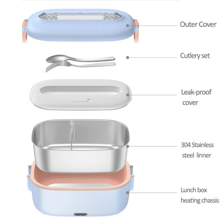 Portable Food Warmer Heated Electric Lunch Box with Stainless Steel 5-In-1 Portable Food Warmer Lunch Box for Car Home Office