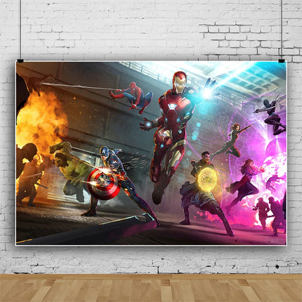 Marvel Superhero Photography Backdrop Banner Avengers Theme Party Kids Birthday  Party Studio Room Decor Custom Background