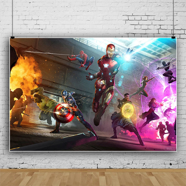 Marvel Superhero Photography Backdrop Banner Avengers Theme Party Kids Birthday  Party Studio Room Decor Custom Background