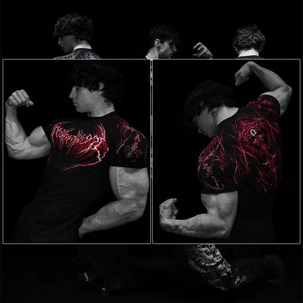 Dark Dragon Slayer Men's 2026 Summer New Fitness Clothes Speed Drying Running Printed Compression Clothes Sports T-shirt