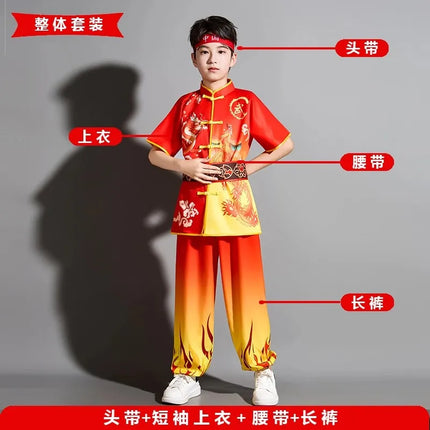 Children Clothing Ethnic Style Chinese Performance Kung Fu Uniform Boy Set Wushu Suit Cosplay Costumes Stage Girl Kids Clothes