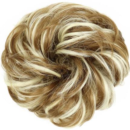 Azqueen Synthetic Messy Bun Chignon Donut Gary Brown Color Hair Bun Pad Elastic Hair Rope Rubber Band Hair Extensions