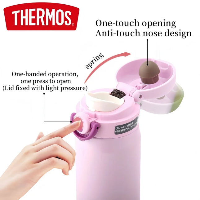 THERMOS Water Bottle 500ml Children Stainless Steel Vacuum Flask Thermal Mug, 6-12H Hot & Cold, Leakproof Coffee Mug for Hiking