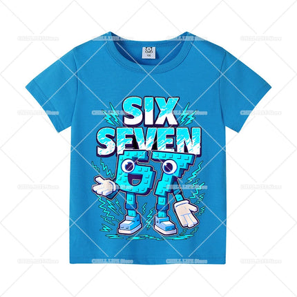 Steal A Brainrot Children Short Sleeves T-Shirts Cartoon 67 Six Seven Tops Shirts Game Cute Girls Boys Kids Summer Clothes Gift