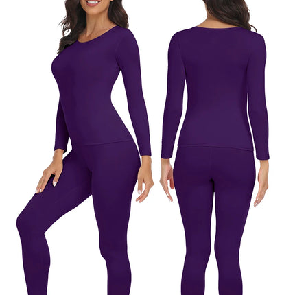 Thermal Underwear Suit for Women Long Johns Ultra-Soft Slim Base Layer Cold Weather Keep Warm Top Bottom Set of 2