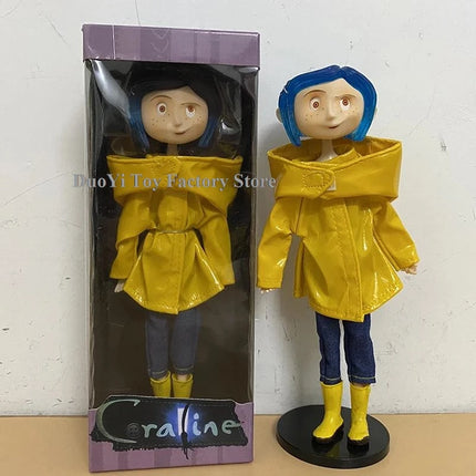 NECA Anime Coraline Doll Articulated Anime Figure Raincoat Sweater In Striped Shirt Toy LA Girl Decoration Model Bithday Gifts