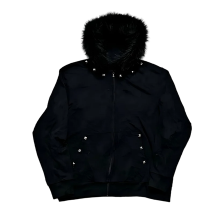 26 Spring Unisex Gothic, Dark Color, Y2K Hoodie, Fashionable American High Street Outerwear with Studs Craftsmanship