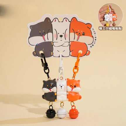 3Pcs Cartoon Rabbit Holding Fox Hug Puppy Keychain Magnetic Snap Animal Keys Chain Sets for Couple Friends Gift Keyring