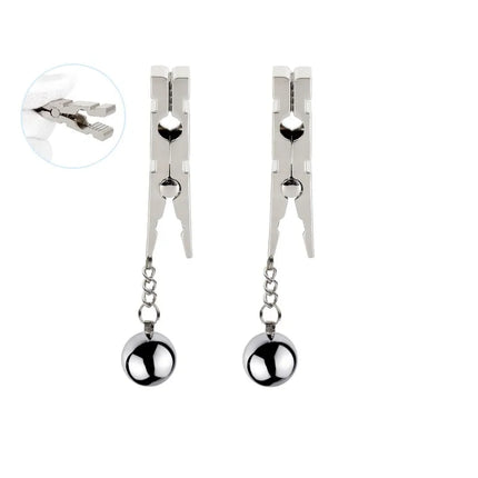 Erotic Gadgets Chain Metal Nipple Milke Clamps with Shibari Weight Ball for Couple Bdsm Binding Breast Stimulate Flirt Sex Toys