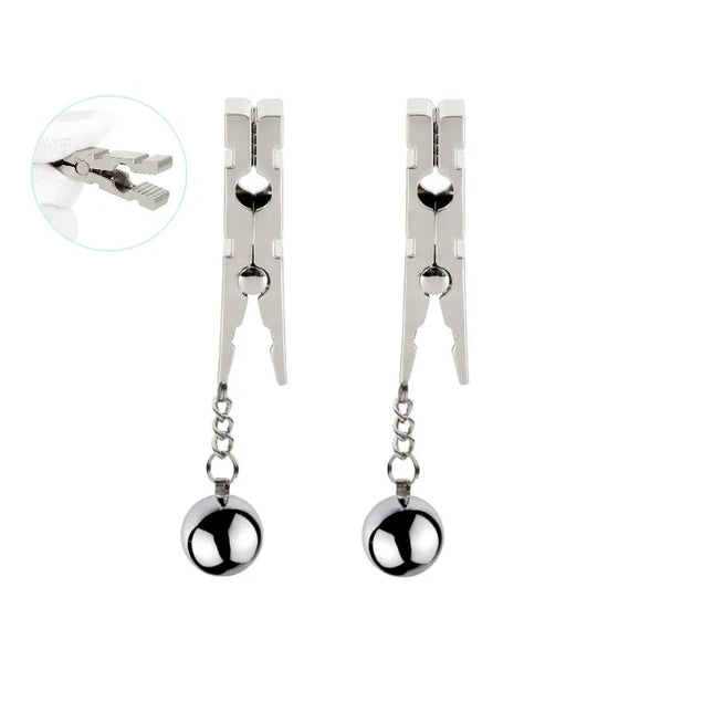 Erotic Gadgets Chain Metal Nipple Milk Clamps with Shibari Weight Ball for Couple BDSM Binding Breast Stimulate Flirt Sex Toys