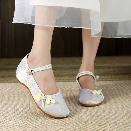Fashion Embroidery Chinese Style Low-heel Women Shoes Elegant Casual Zapatos Vintage Woman Cloth Single Shoes Ethnic Style