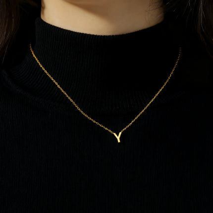 Cazador Minimalist Initial A-Z Letter Necklace for Women Alphabet Stainless Steel Choker Chains Jewelry Birthday Gift Wholesale