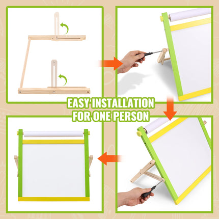 SucceBuy Tabletop Children Magnetic Drawing Board 3-in-1 Double-Sided Kids Art Easel with Painting Accessories for Girls Toy