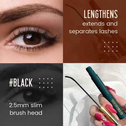 Mascara Long Lasting Waterproof Sweatproof Silk Fiber Thick Curling Eyelash Extension Volume Smudge-proof Quick Dry Non-blooming
