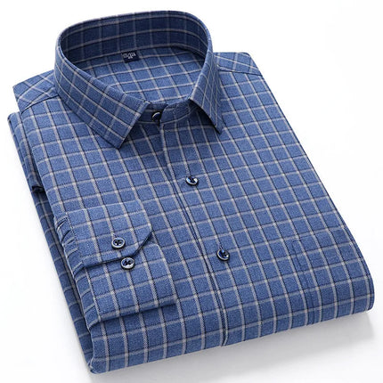 Pure Cotton Men's Plaid Shirt Long Sleeve Regular Fit Men Casual Oversized Shirt Leisure Autumn Male Blouse New Plus Size