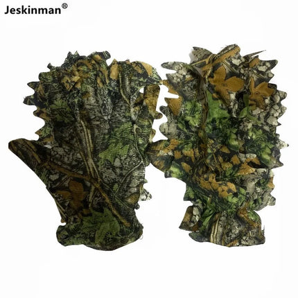 3D Maple Leaves Bionic Camouflage Hunting Fishing Gloves CS Games Combat Cosplay Skin Thin Jungle Photography Breathable Gloves