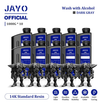 JAYO Standard/ABS-Like/PA-Like/High Temp/Though Resin 10KG 395-405nm UV Curing  Photopolymer Rapid Resin for LCD/DLP 3D Printer