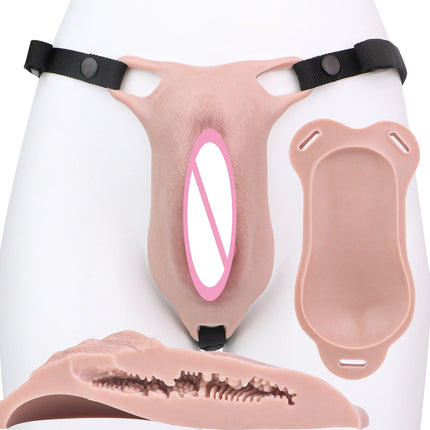 FAAK Male Hiding gaff Panties Male to Female Sex Toy Pads Strapon Insertable  Silicone Fake Vagina Clitoris Pads For Transgende