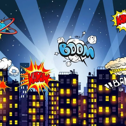 Superhero Baby Shower Birthday Backdrop City Building Super Hero Party Photography Background Photo Studio Custom Name Banner