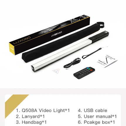 LUXCEO Q508A RGB Photography Light LED Handheld Video Tube 3000K-6000K Rechargeable Battery Studio Photo Lamp for Youtube TikTok