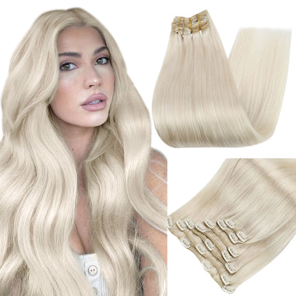 Full Shine Clip in Hair Extensions Human Hair 26-28inch 150G Hair Clips for Women Human Hair Clip in Extensions Remy Clip ins