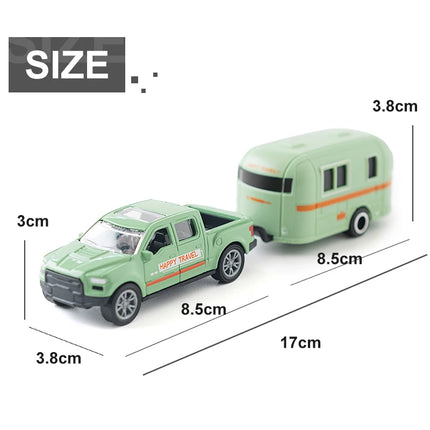 1:64 Alloy Diecast Pickup Caravan Car Model Classic Pull Back Car Miniature Vehicle Replica For Collection Gift for Kids