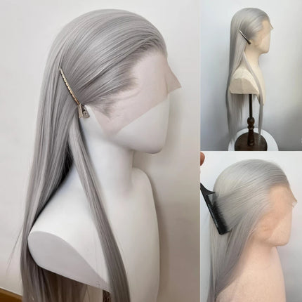 Ashely Widow's Peak Wig Black Lace Front Wig 26inch 13*4 Synthetic Lace Wigs Straight Hair Heat-resistant Fibers Cosplay Wigs