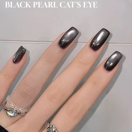 1pcs 12ML Winter 2026 New Black Glass Bead Pearl Cat's Eye Gel Nail Polish Hot Selling Black Nails Salon Use Nail Stuff