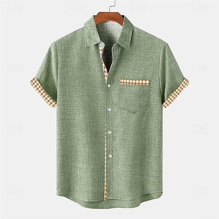 Linen Men's Tops Breathable Fashion Casual Hawaiian Men's Street Outdoor Seaside Beach Men's Tops Light Men's T-Shirt Plus Size