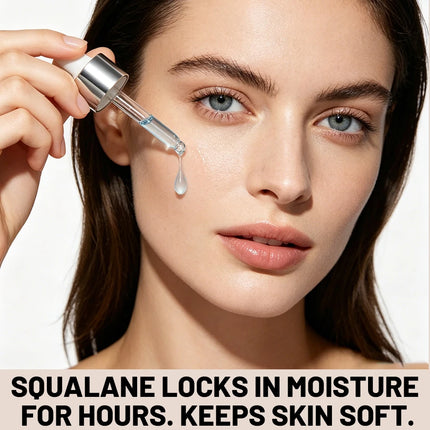 Squalane Copper Peptide Plumping Serum for Face - Hyaluronic Acid Firming Moisturizer - Rapid Hydration Serum for All Skin Types