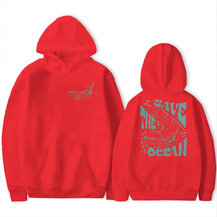 Save The Ocean Vintage Shark Hoodie 90s Graphic Sweatshirts Ocean Pullover Marine Life Whale Hoodies For Women Men Gifts