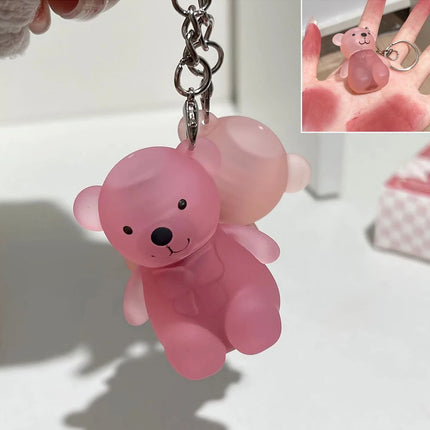 Cute Bear Velvet Lip Mud Keychain Matte Nude Red Lip Gloss Autumn Winter Non-stick Cup Lipstick Waterproof Lasting Lips Makeup