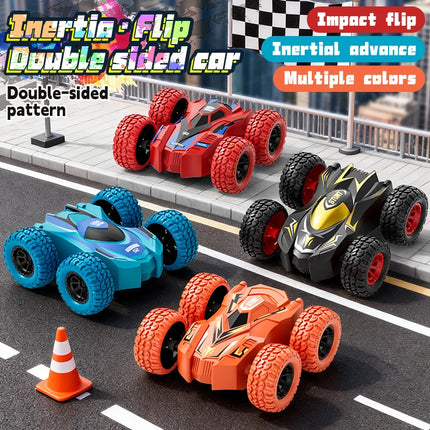 4-8 Pack 360° Rotating Stunt Car Toys - Friction Powered Toy Cars Push and Go Vehicles for Toddlers Kids Best Christmas Gift