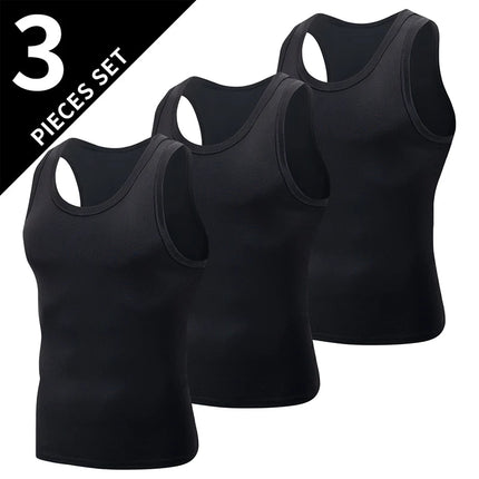 1/3 Piece Men's Four Seasons Black And White Classic Color Basic Vest Plus Size Youth Sports And Leisure Running Joker Bottoming
