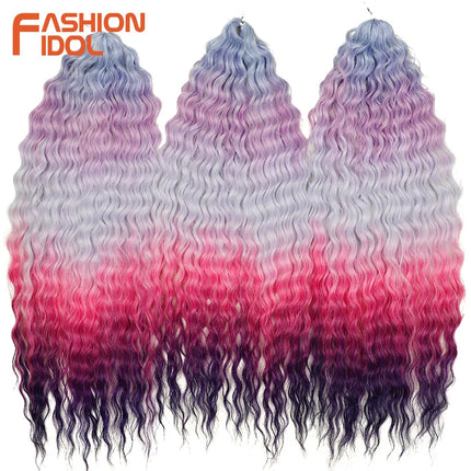 22 inch Curl Hair 300g/3pcs Water Wave Twist Crochet Hair Synthetic Braid Hair Ombre Blonde Deep Wave Braiding Hair Extensions