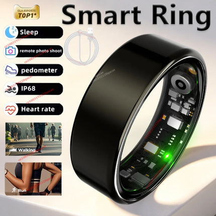 2026 New Smart Ring Men Women, Blood Pressure Heart Rate Monitoring Smartring IP68 & 5ATM Waterproof, Multi-sport Mode Ring Man