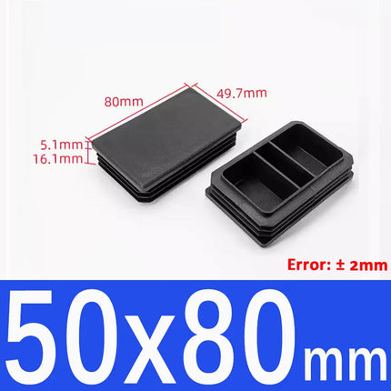 Black Plastic Square Oblong Pipe Plug 13x13mm~100x100mm Insert Table Chair Furniture Foot Cover Anti Slip Blanking End Cap