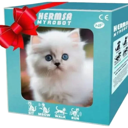 2026 Walking Meowing E-Cat Toy Realistic Fluffy Kitten W/6 Sounds, Auto-Running Pet Simulator Christmas Gift