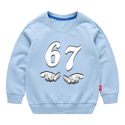 67 Six Seven Funny Digital Print Sweatshirt For Boys Girls 3-12Years Kids Cartoon Sports Hoodie Caual long Sleeve Tshirt