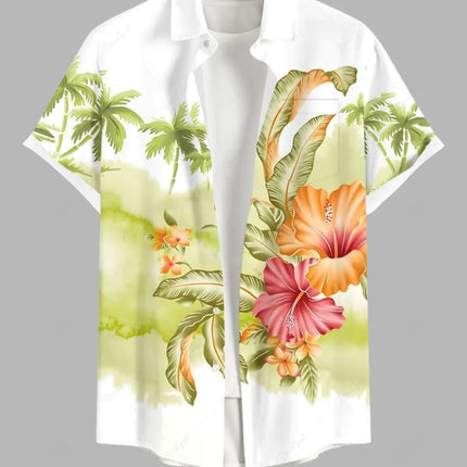 Fashion Men's Hawaiian Shirts 3D Printed Short Sleeved Button Down Lapel Shirts Oversized Tops Summer Casual Aloha Shirt For Men