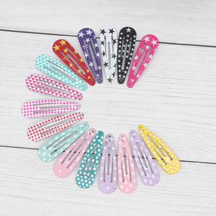 20-100Pcs Cute Colorful Waterdrop Alloy Hairpin Girls Snap Hair Clips For Kids Print Bb Hairgripe Headwear Baby Hair Accessories