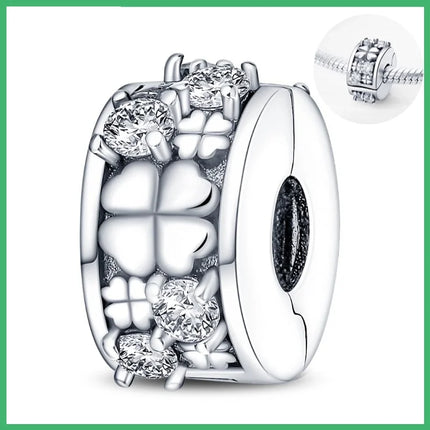 925 Sterling Silver Buckle Ring Series Charms Pendant with Cubic Zirconia, Fit DIY Bracelet Necklace Gift for Her, Sterling Silver Pendant