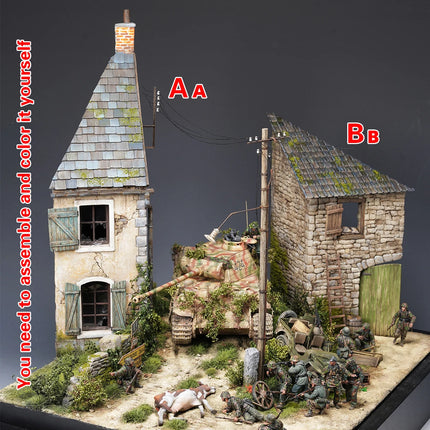 Assembly Architectural model sand table stone house Europeanizing architecture single building diorama Scale model kit 1/35