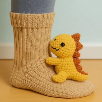 1 Pair New 3D Knit Animal Socks Dinasour Cartoon Embroidered Socks Animal Funny Socks for Women Teens Kids Home Legs Warme