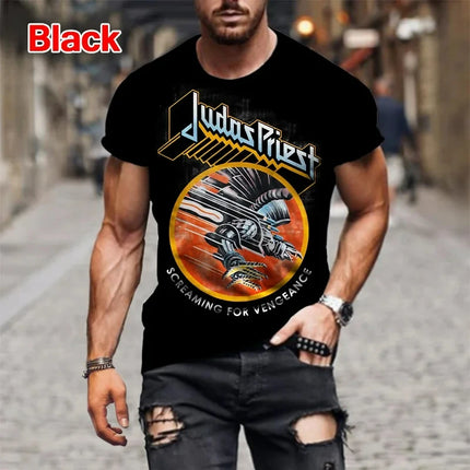 Popular Rock Judas Priest Band 3D Printed Men Women T-shirts Summer New Fashion Hip Hop Style Men's Clothing Streetwear Tees Top