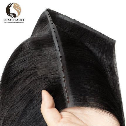 Blonde injected Hole Weft Human Hair Extensions Straight Twin Tab Butterfly Weft Natural Invisible Brown Hole Weft Extensions