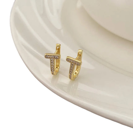 T-Shaped Zircon Ear Cuffs, Dainty Stylish Viral Design, Niche Versatile Daily Earrings, Daily/Office Versatile, Perfect Gift